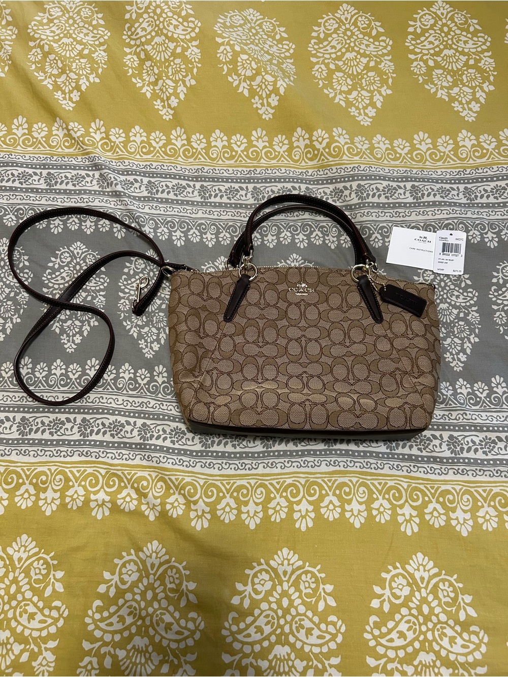Coach Brown Signature Canvas Crossbody Satchel. New!